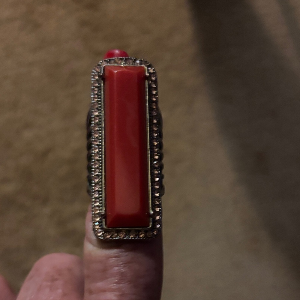 Elegant Coral Ring with Silver Accents